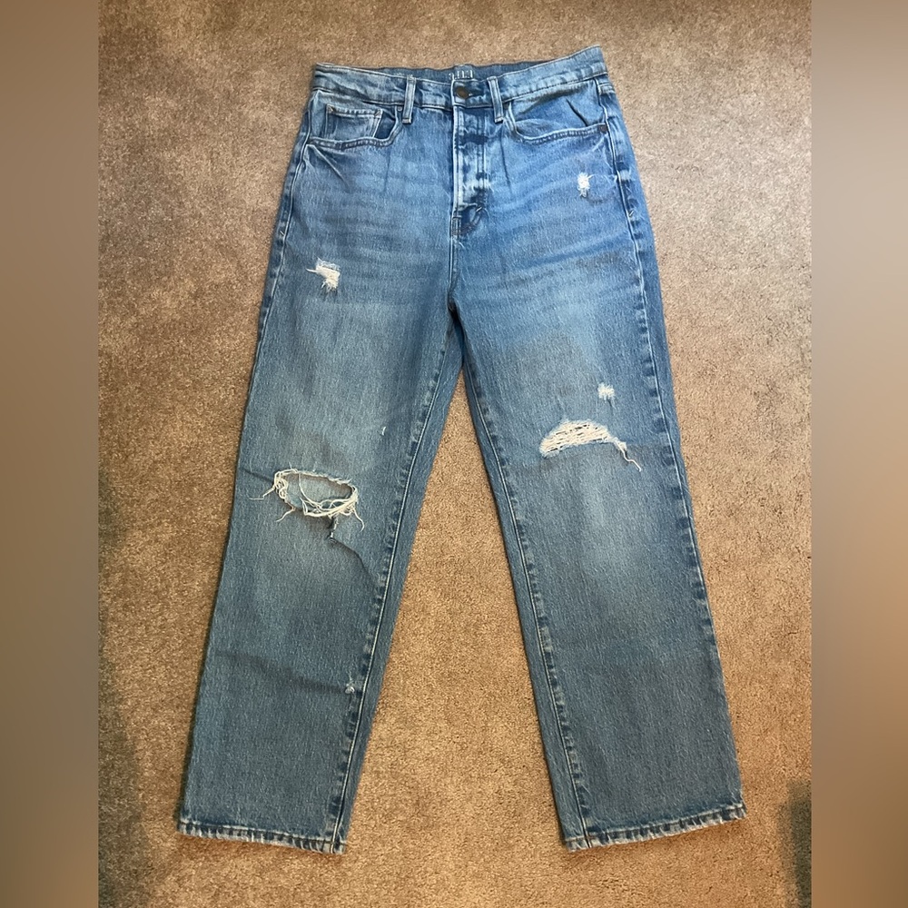 a.n.a Women's High Rise Distressed Blue Jeans